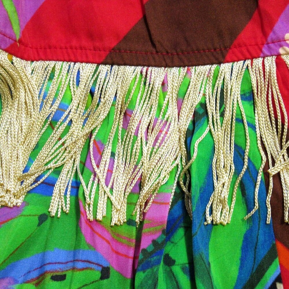 NWT FARM Rio Palila Fringed Midi in Patchwork Floral Parrot Print Tank Dress L - Picture 5 of 6